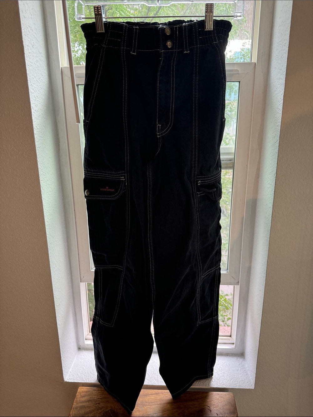 BDG Black Cargo Pants with Contrast Stitching